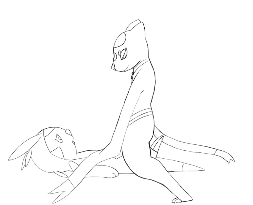 2018 ambiguous_gender animated anthro anthro_on_anthro black_and_white chespin collar cowgirl_position digital_media_(artwork) duo interspecies kirbymaster12 male male/ambiguous mammal mienshao misu_nox monochrome nintendo on_top pok&eacute;mon pok&eacute;mon_(species) semi-anthro sex tongue tongue_out video_games wanderlust