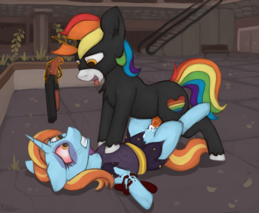 blood bruised cum cum_in_pussy cum_inside equine fan_character female forced friendship_is_magic gun horse mammal marsminer my_little_pony pony rainbow_heart ranged_weapon rape sassy_saddles_(mlp) shot_(disambiguation) vaginal weapon