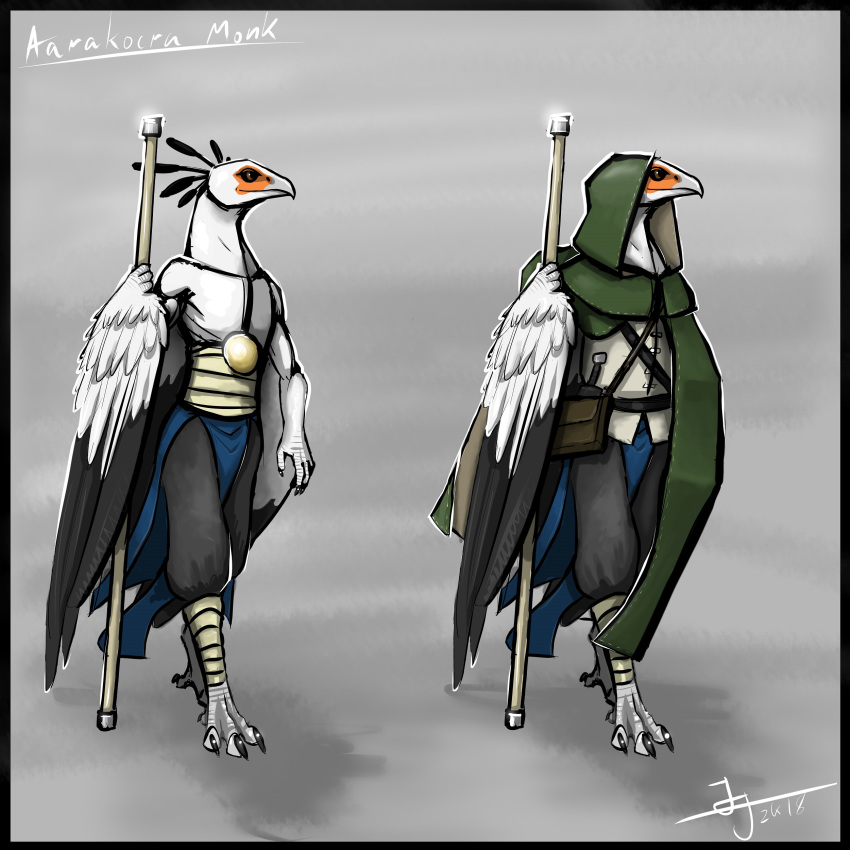 aarakocra anthro avian dungeons_&amp;_dragons male simple_background sirtroglodon solo wings