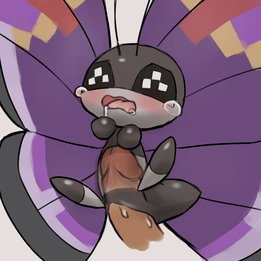 1girl antennae black_sclera blush butterfly_wings disembodied_penis drooling erection gen_6_pokemon grey_background hands_up hetero highres insect_wings no_humans open_mouth penis pokemon pokemon_(creature) pussy pussy_juice saliva sex simple_background solo spread_legs tears tongue uncensored unusual_pupils vaginal vivillion white_eyes wings x-ray youjomodoki