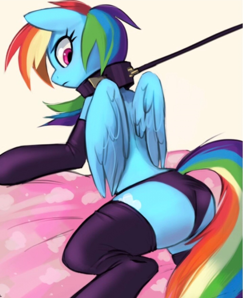 bdsm bondage bound clothed clothed_feral clothing female feral friendship_is_magic legwear looking_back my_little_pony panties rainbow_dash_(mlp) socks solo tagme underwear