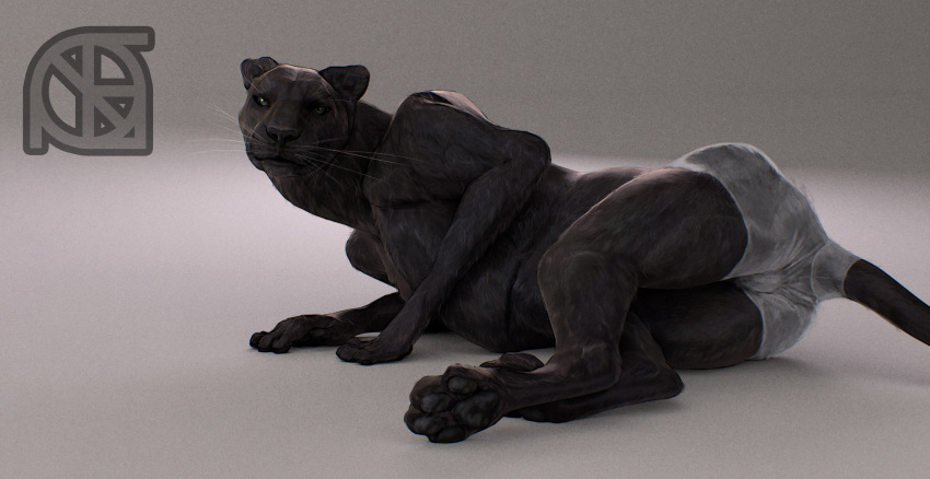 3d_(artwork) black_nose clothing cosmic cosmiclife digital_media_(artwork) feline female flat_chested looking_at_viewer mammal panther panties paws pinup pose semi-anthro solo underwear valencia