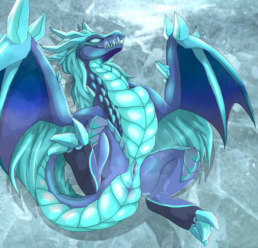 2018 anus auroth_the_winter_wyvern backsash blue_eyes blue_hair blue_scales claws digital_media_(artwork) dota dragon female feral fur hair horn looking_at_viewer nude pussy scales scalie simple_background smile solo spread_legs spreading teeth video_games wings winter_wyvern wyvern