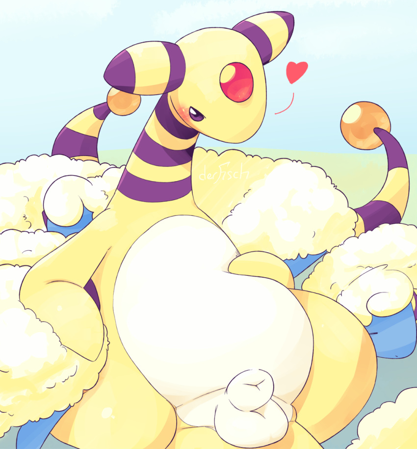 afterglow_the_ampharos ampharos animal_genitalia balls caprine derfisch fully_sheathed looking_at_viewer male mammal mareep nintendo pok&eacute;mon pok&eacute;mon_(species) sheath slightly_chubby solo solo_focus video_games
