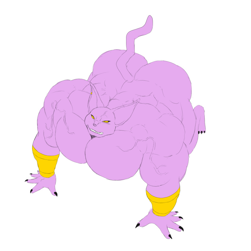 2018 anthro biceps big_(disambiguation) big_biceps big_muscles big_pecs blazingblazen bracelet butt cat champa digital_media_(artwork) dragon_ball dragon_ball_super ear_piercing feline invalid_tag jewelry male mammal musclegut muscular muscular_male nude overweight overweight_male pecs piercing simple_background solo thick_thighs vein white_background