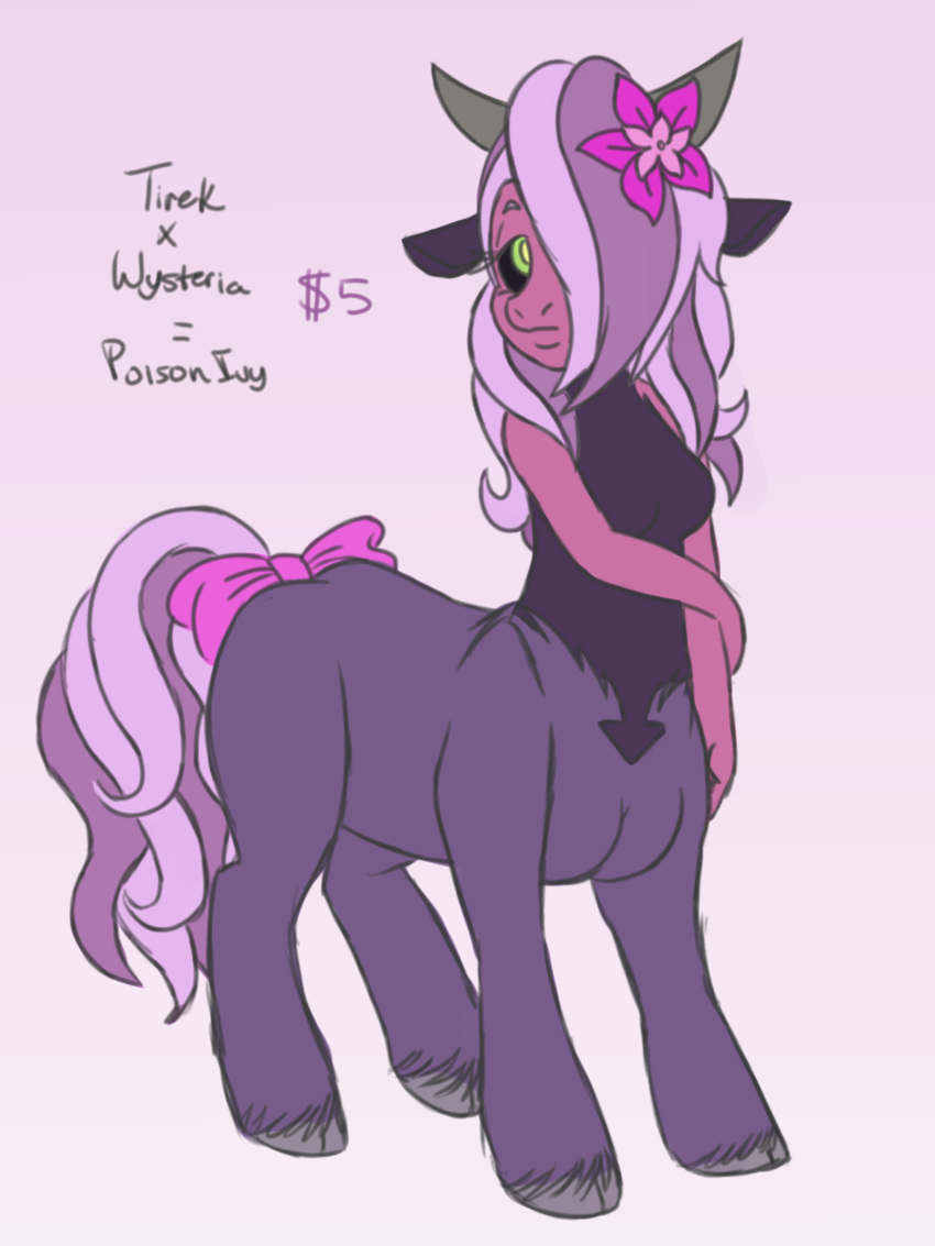 2018 animal_humanoid black_sclera centaur equine equine_taur eyelashes female friendship_is_magic fusion hair hair_over_eye hooves horn humanoid itoruna mammal my_little_pony pink_skin taur tirek_(mlp) wysteria_(mlp)