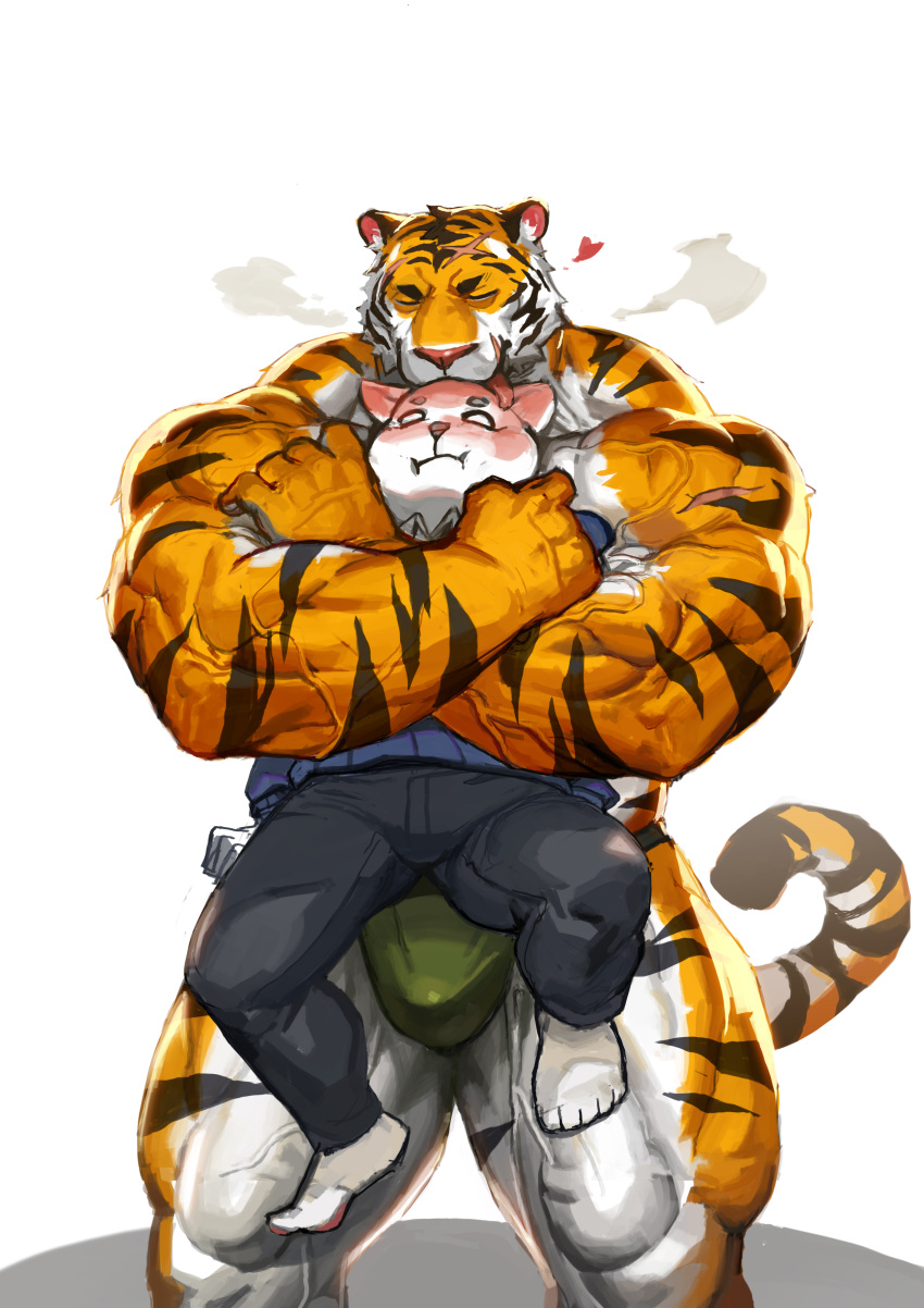 &lt;3 2023 absurd_res anthro anthro_on_anthro asphyxiation barazoku barefoot bear_hug biceps big_bulge big_muscles blush bottomwear bulge carrying clothed clothing deltoids domestic_cat duo embrace eyebrows eyes_closed face_squish feet felid feline felis frown fur hi_res hug huge_muscles huge_thighs kemono licking male male/male mammal muscular muscular_anthro muscular_male pantherine pants quads scar shadow shirt simple_background size_difference squeezing squish standing thick_arms thick_thighs thong thong_only tiger tongue tongue_out topless topless_anthro topless_male topwear traver009 tuft underwear underwear_only vein veiny_muscles white_background