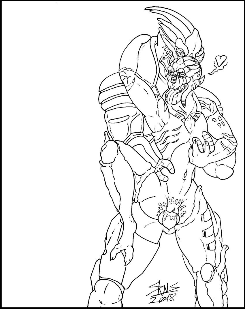 &lt;3 alien armor garrus_vakarian line_art mass_effect menea_phorian skianous standing turian video_games