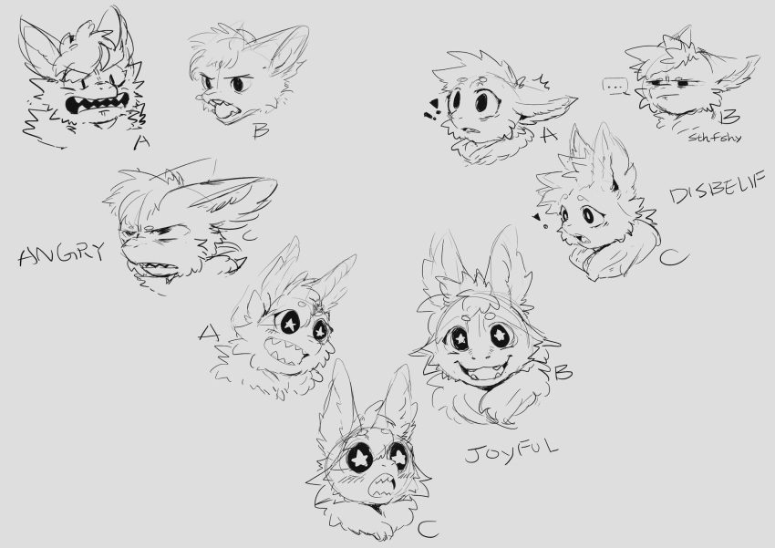 angry anthro cute_fangs disbelief english_text expressions fangs female ferrin furyraptor23 grumpy happy headshot_portrait hi_res icon joyful letter open_mouth portrait sketch sketch_page solo teeth text tongue
