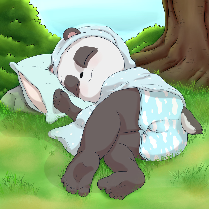 anthro bear cub male mammal panda pepper_(sci) polygon5 sleeping solo summer_camp_island young