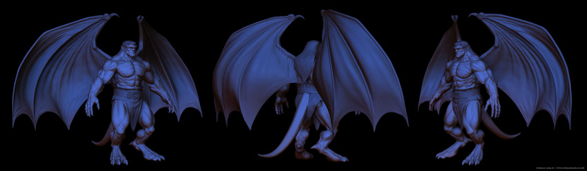 2008 3d_(artwork) abs biceps big_muscles claws clothed clothing digital_media_(artwork) disney gargoyles goliath_(gargoyles) hair humanoid loincloth long_hair male marcus_dublin muscular nipples not_furry pecs pointy_ears solo talons topless vein wings