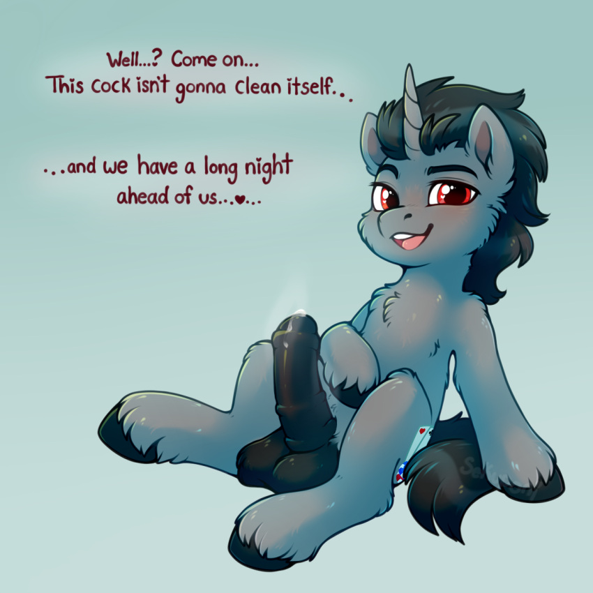 anonymous_artist equid equine feral hasbro hi_res horn horse male mammal my_little_pony mythological_creature mythological_equine mythology presenting solo spade_lovelight unicorn