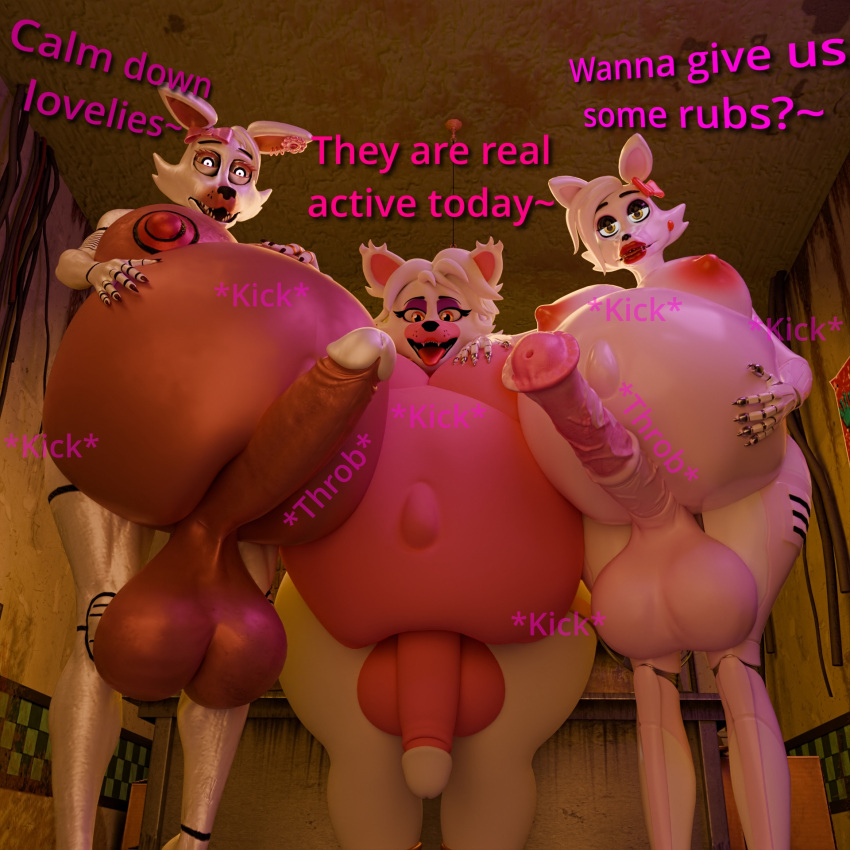 3d_(artwork) animal_genitalia animal_penis animatronic anonymousfm anthro balls belly big_belly big_breasts blender_cycles breasts canid canine digital_media_(artwork) english_text equine_genitalia equine_penis erection five_nights_at_freddy's five_nights_at_freddy's_2 fox genitals group hair herm hi_res humanoid_genitalia humanoid_penis intersex looking_at_viewer machine mammal mangle_(fnaf) mangle_(psychojohn2) mayternity nipples nude open_mouth penis pregnant pregnant_anthro pregnant_intersex robot scott_cawthon scottgames text thick_thighs tongue trio white_body yellow_eyes