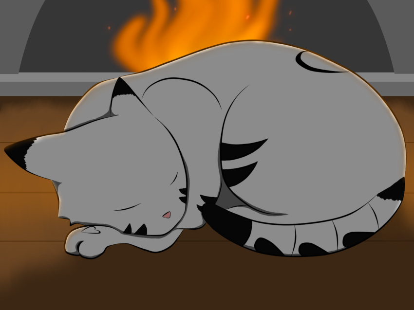 b00falo cute feline feral fireplace fur mammal nicholas_c._corbin sleeping white_fur youtuber