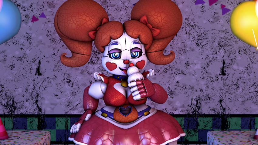 3d_(artwork) animatronic baby_(fnafsl) big_breasts breasts clothing dessert digital_media_(artwork) female five_nights_at_freddy's food green_eyes hair hand_on_butt humanoid ice_cream lips machine not_furry robot saygoodbye-sfm sister_location source_filmmaker thick_thighs video_games