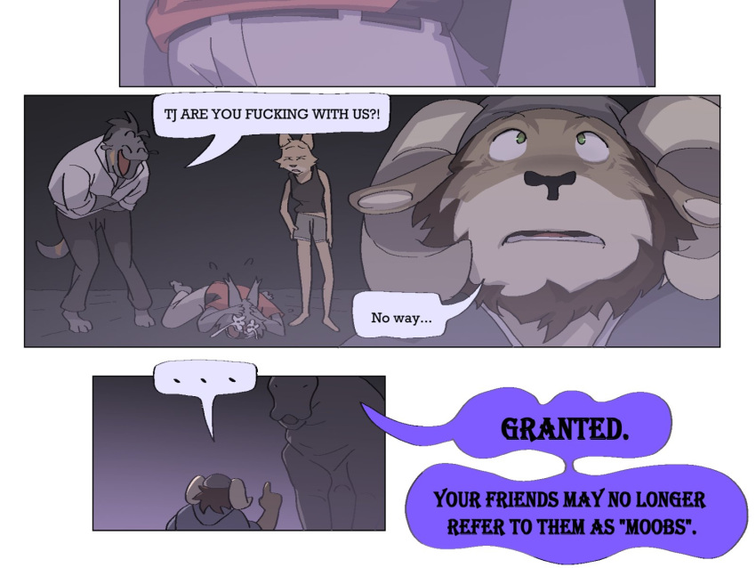 4:3 ambiguous_gender anthro asian_small-clawed_otter beard bighorn_sheep bodily_fluids bovid canid canine canis caprine carl_hendricks clothed clothing comic common_hippopotamus crying dialogue echo_(game) echo_(series) echo_project english_text facial_hair female feral flynn_moore fox gila_monster group helodermatid hi_res hippopotamid jenna_begay kit_fox laugh lizard male mammal mustelid night otter outside phwog profanity red_wolf reptile scalie sheep speech_bubble tears text tj_hess true_fox wolf