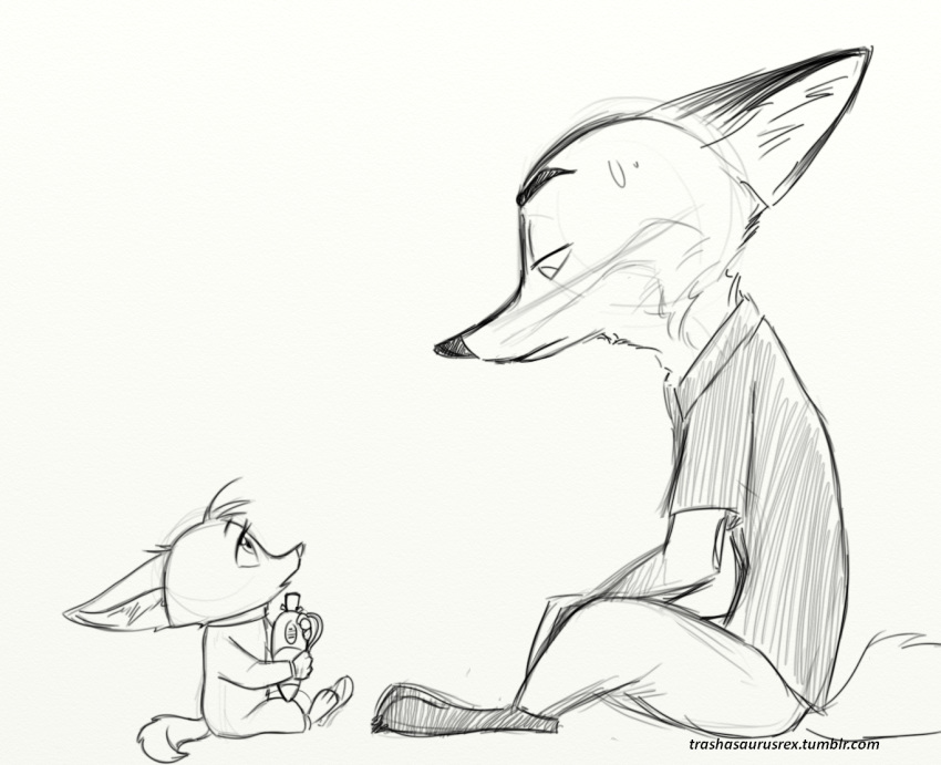 2017 anthro canine cub daughter disney duo fan_character father female fox fur isabelle_wilde male mammal nick_wilde parent sketch trashasaurusrex young zootopia