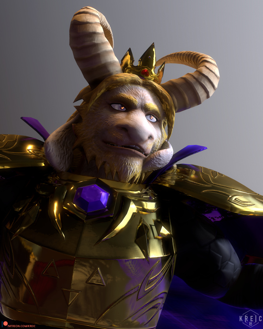 2018 3d_(artwork) armor asgore_dreemurr cape caprine clothing digital_media_(artwork) goat horn king kreic male mammal royalty undertale video_games