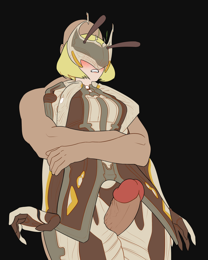 antennae blonde_hair blush clothed clothing female grabbed_from_behind hair human humanization male mammal mask montie_(artist) not_furry penis sex thigh_sex titania_(warframe) video_games warframe