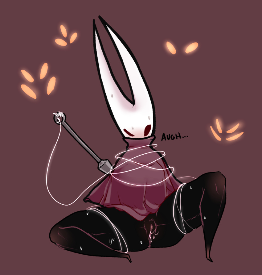 4_eyes ambiguous_gender black_skin cloak clothing disembodied_eyes female female_focus group hollow_knight hollow_knight_(species) hornet_(hollow_knight) multi_eye one_eye_closed pussy pussy_juice solo_focus third_eye vetisx white_skin