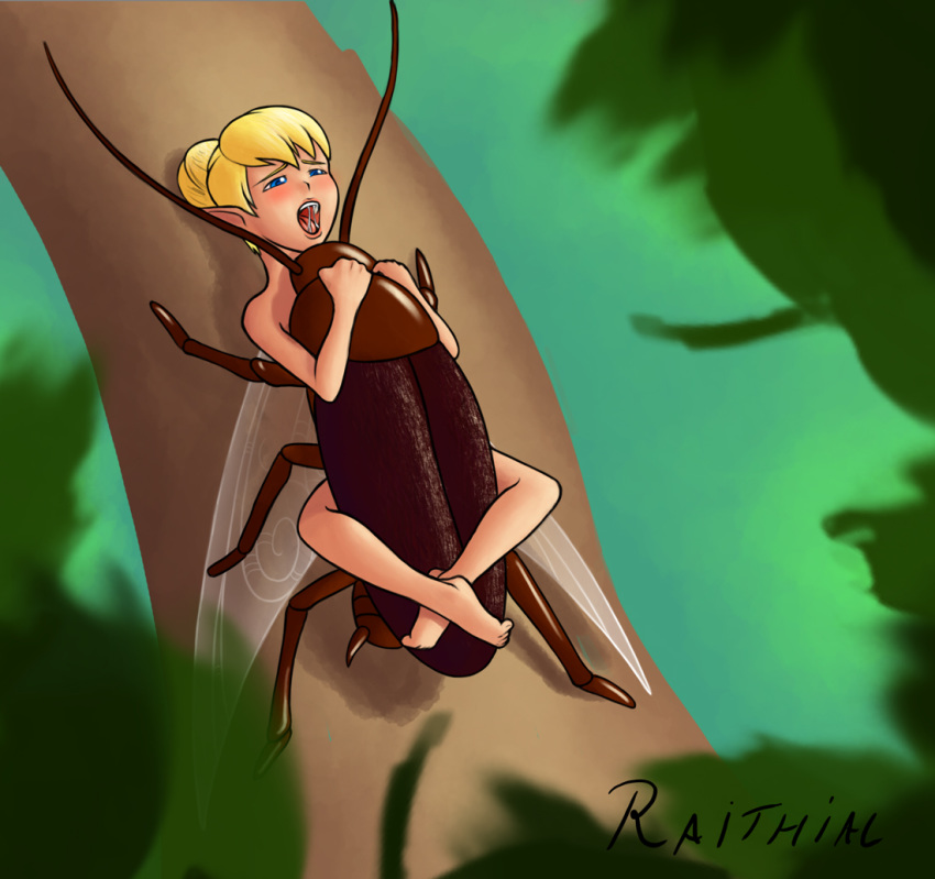 1girl bestiality blonde_hair bug cockroach disney fairy forest insect interspecies nature sex tinker_bell_(disney)