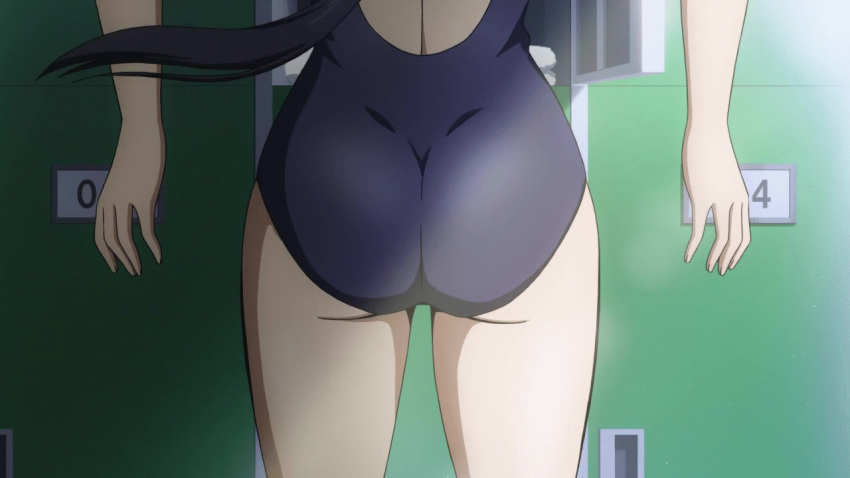 10s 1girl animated animated_gif ass ass_focus curvy hips huge_ass kaminashi_nozomi keijo!!!!!!!! solo spanked spanking standing swimsuit thick_thighs thighs wide_hips