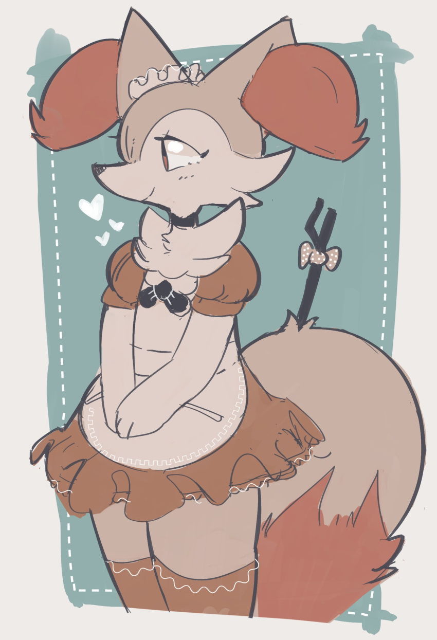 &lt;3 ambiguous_gender anthro braixen canine clothed clothing hi_res maid_uniform mammal nintendo pok&eacute;mon pok&eacute;mon_(species) portrait solo three-quarter_portrait uniform unknown_artist video_games