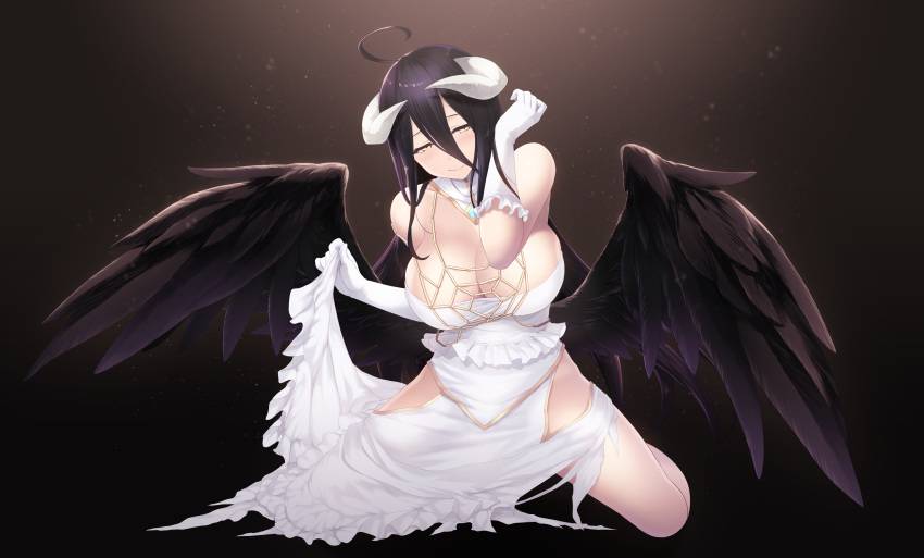 albedo cait dress horns overlord wings