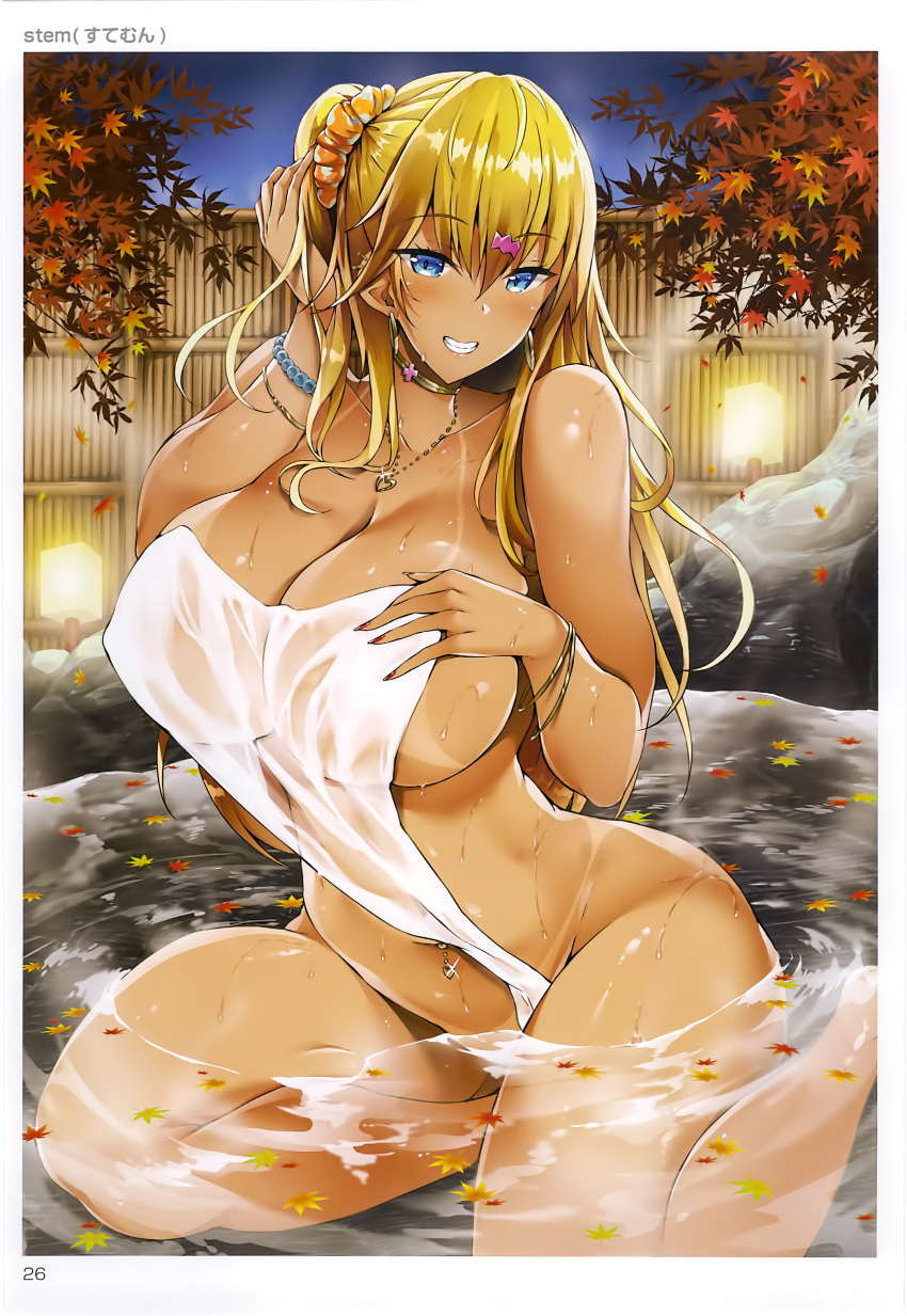 breast_hold censored naked onsen possible_duplicate see_through stem tagme tan_lines toranoana towel wet