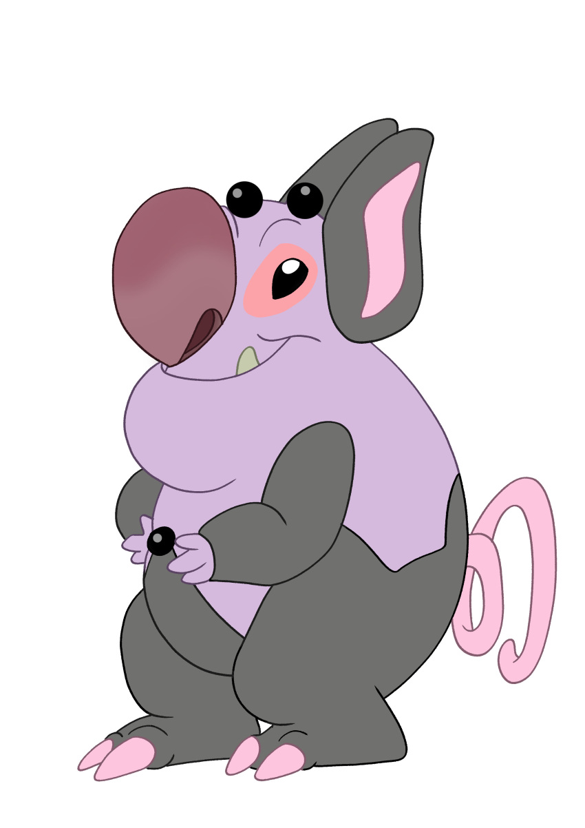 2018 2_toes 3_fingers absurd_res alien ambiguous_gender big_nose black_eyes digital_media_(artwork) disney experiment_(species) grey_body grumpig hi_res hybrid lilo_and_stitch nintendo nosy_(lilo_and_stitch) pok&eacute;mon pok&eacute;mon_(species) purple_body simple_background smile solo toes tombola1993 video_games white_background