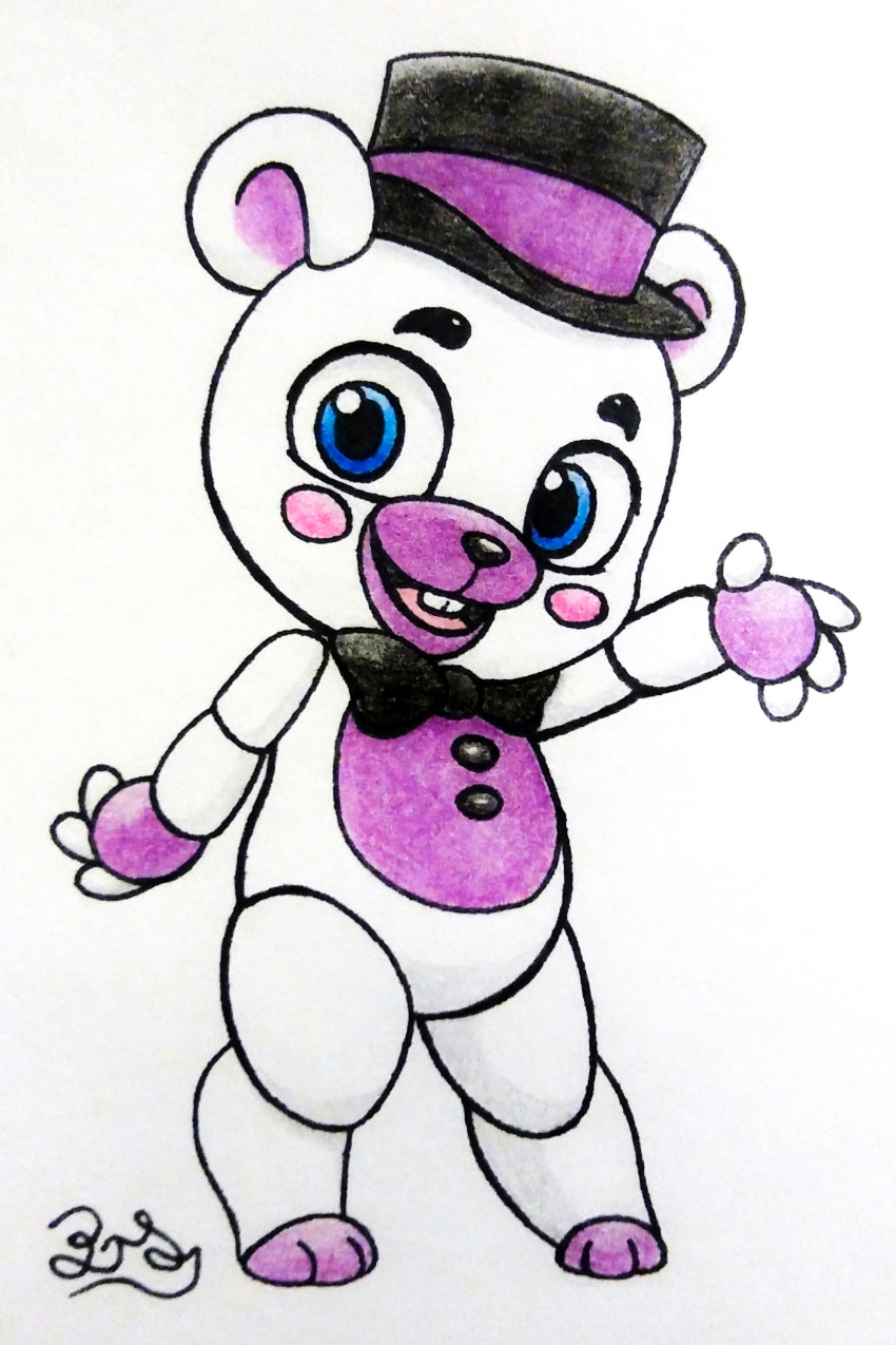 bear big_eyes blush clothing five_nights_at_freddy's freddy_fazbear's_pizzeria_simulator helpy_(fnaf) hi_res male mammal pillothestar slightly_chubby smile solo thick_thighs ultimate_custom_night video_games wide_hips