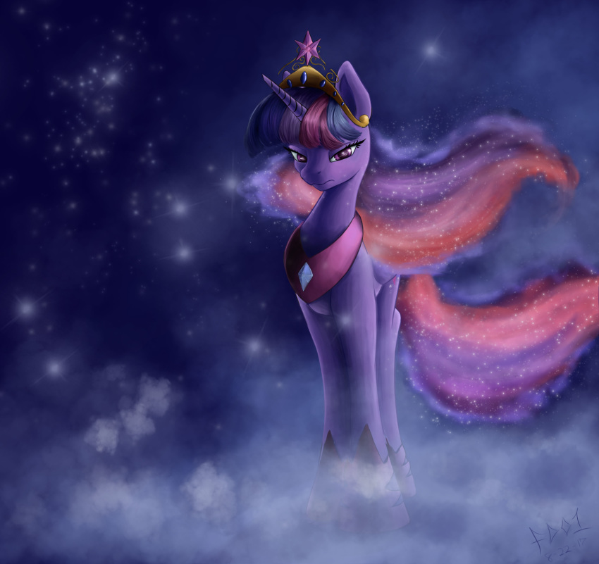 2018 crown equine female foughtdragon01 friendship_is_magic hair horn jewelry looking_at_viewer mammal my_little_pony necklace purple_eyes purple_hair purple_theme solo sparkles twilight_sparkle_(mlp) winged_unicorn wings