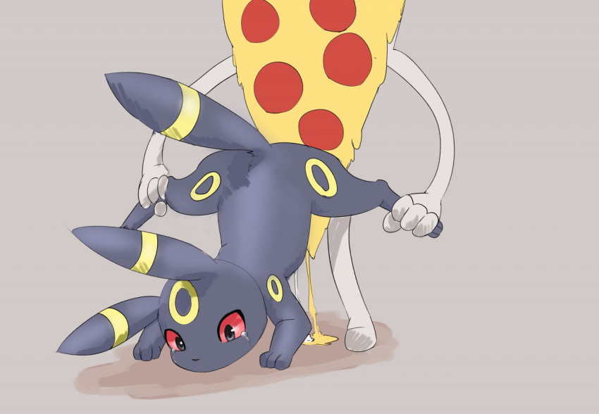 3_toes all_fours ambiguous_gender animate_inanimate black_fur black_nose duo ears_up eeveelution fluffy fluffy_tail food food_creature from_behind_position fur head_down jokoifu leg_grab nintendo pepperoni pizza pok&eacute;mon pok&eacute;mon_(species) raised_tail red_eyes sex spread_legs spreading tears toes umbreon video_games what