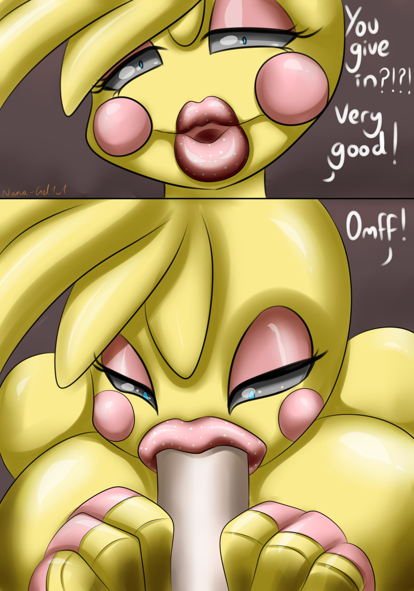 big_lips breasts chica dialogue fellatio female five_nights_at_freddy's lips lipstick machine makeup nana_gel oral robot sex solo_focus video_games