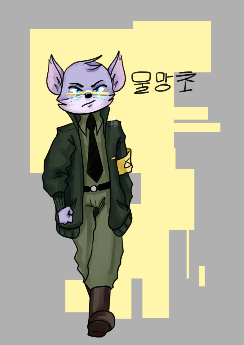 anthro clothing eyewear glasses hi_res male mammal military_uniform mulmangcho north_korea phabianart rat rodent sek_studios solo squirrel_and_hedgehog uniform