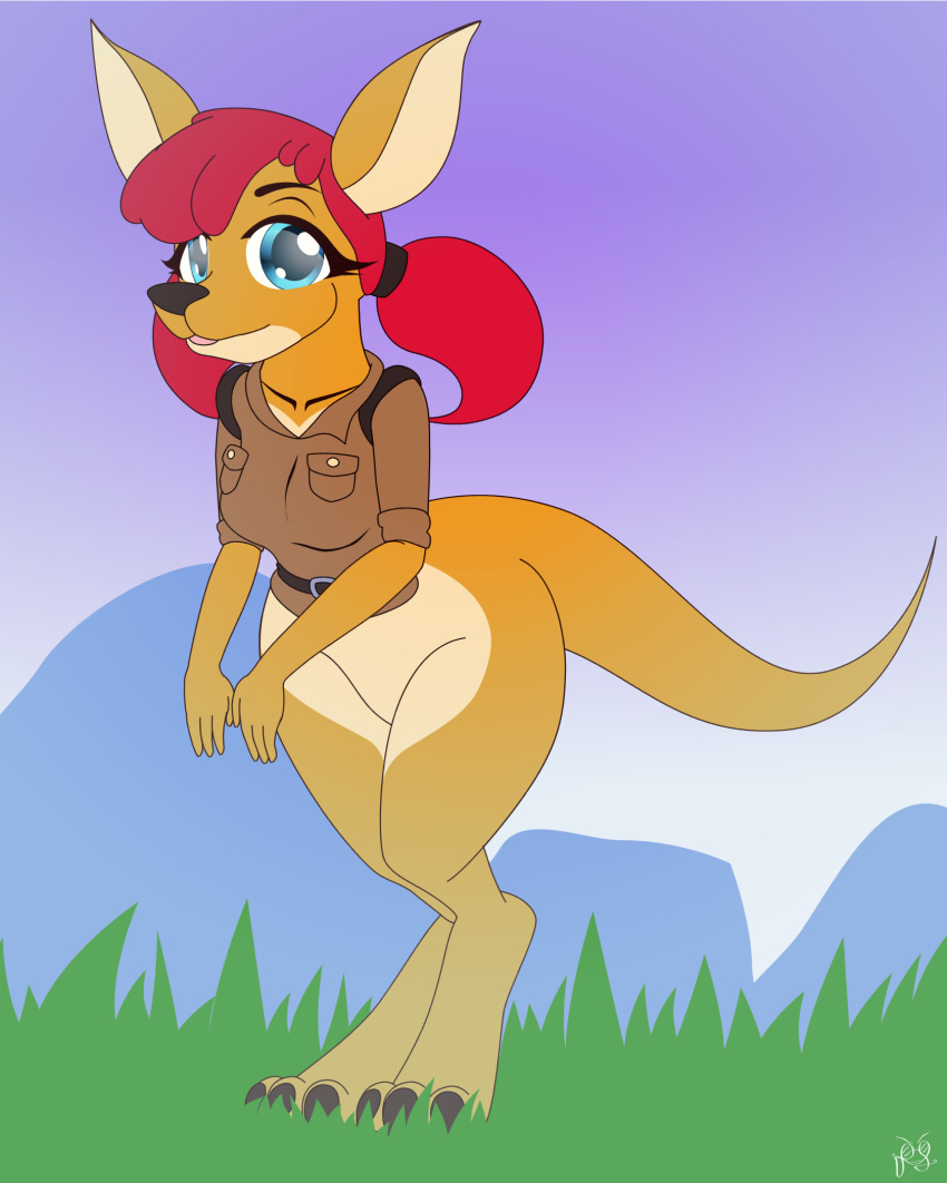 blue_eyes bottomless clothed clothing female fibs hair kangaroo mammal marsupial semi-anthro sheila_(spyro) solo spyro_the_dragon video_games