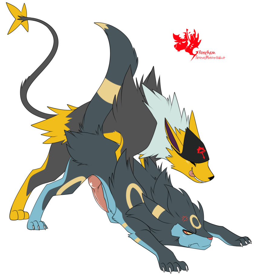 anal arrogance duo eeveelution fak&eacute;mon feral fusion hybrid jolly-jak jolteon luxray male nintendo pok&eacute;mon pok&eacute;mon_(species) umbreon video_games