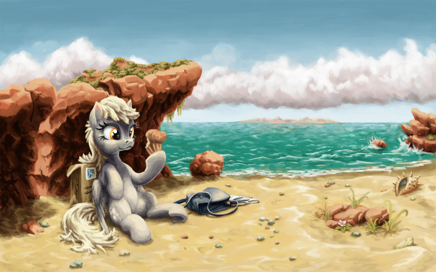 2016 beach bite blonde_hair box cloud cute cutie_mark da-exile derpy_hooves_(mlp) detailed_background eating envelope equine eyelashes feathered_wings feathers female feral flower food friendship_is_magic grass grey_feathers hair hi_res holding_food holding_object hooves island leaning leaning_back mailbag mammal muffin my_little_pony nude package pegasus plant portrait puffed_cheeks rock sand satchel scenery sea seashell seaside sitting sky solo underhoof wallpaper water wings yellow_eyes