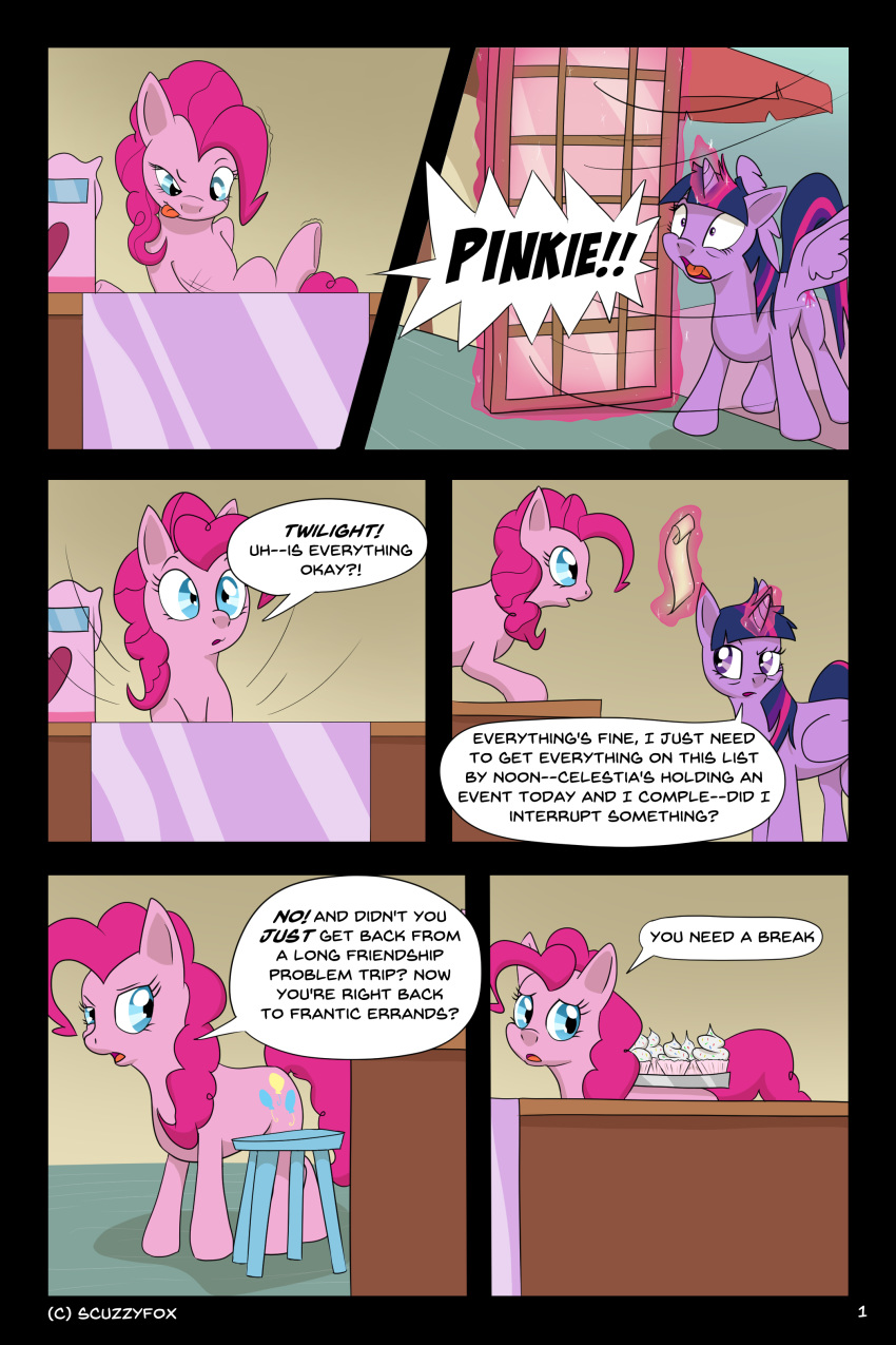 2018 caught comic comic_page dialogue door equine female food friendship_is_magic hi_res horse inside mammal masturbation my_little_pony pegasus pinkie_pie_(mlp) pony scuzzyfox shaded twilight_sparkle_(mlp) wings