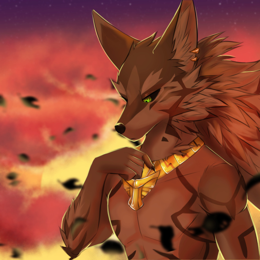 2018 anthro blader999 canine fur hi_res male mammal piercing seth_(tas) solo tokyo_afterschool_summoners