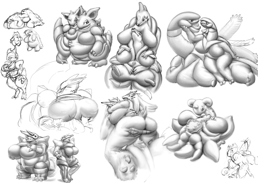 agron anthro big_breasts bisharp breasts busty_feral duo female feral floatzel huge_breasts lapras nintendo pok&eacute;mon pok&eacute;mon_(species) slightly_chubby solo tropius typhlosion under4_mow video_games