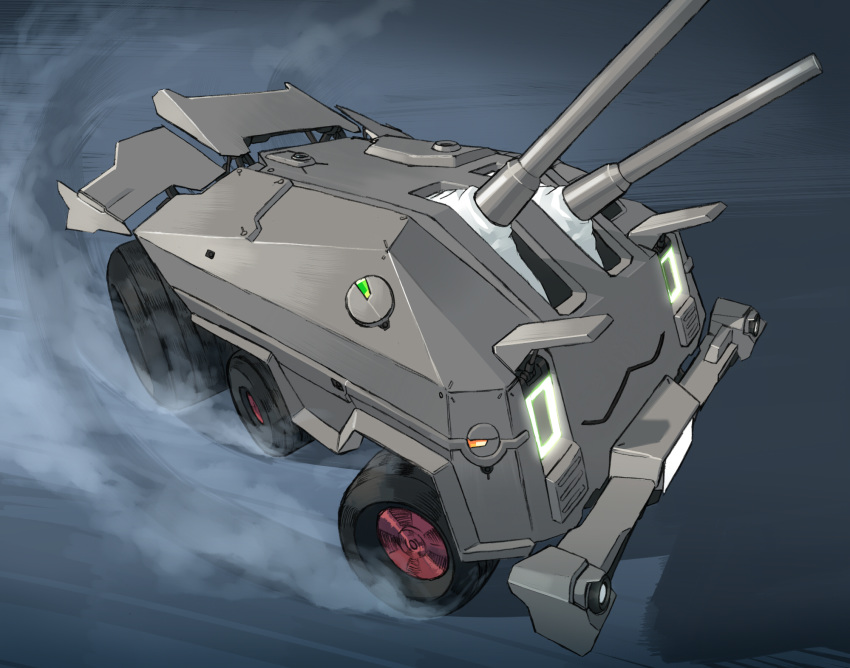 blew_andwhite car chou-10cm-hou-chan commentary_request glowing glowing_eyes ground_vehicle gun highres kantai_collection motor_vehicle no_humans solo weapon wheel ||_||