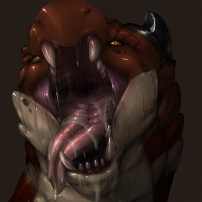 2018 azathura dragon drooling fangs hi_res horn imminent_vore looking_at_viewer open_mouth orange_eyes reptile saliva scales scalie simple_background throat tongue tongue_out vore