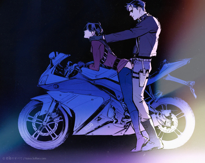 2boys anal batman_(series) belt black_hair boots clothed clothed_sex clothes dark_hair dc_comics gloves ground_vehicle gun jacket jason_todd male male_focus mask mask_removed motor_vehicle motorcycle multicolored_hair multiple_boys red_hood_(dc) red_robin sex size_difference tim_drake two-tone_hair weapon yaoi