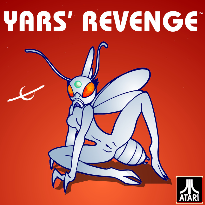 abdomen alien antennae arthropod atari blue_skin breasts covering_breasts eyelashes female fly forehead_gem insect insectoid looking_at_viewer nude pussy rule_63 slushy small_breasts spread_legs spreading two_toes video_games wings yars'_revenge yellow_eyes