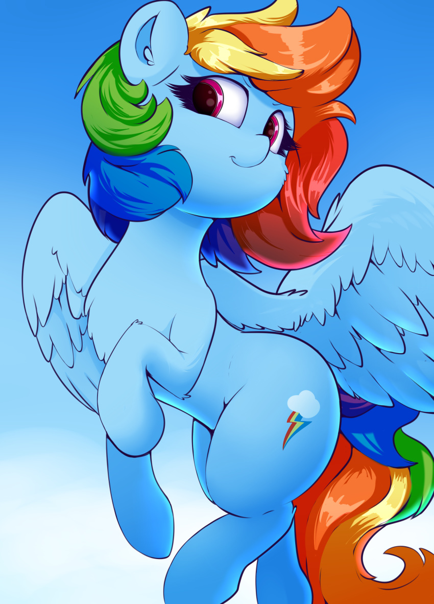 2018 absurd_res cutie_mark digital_media_(artwork) equine eyelashes feathered_wings feathers female feral friendship_is_magic hair hi_res hooves madacon mammal multicolored_hair multicolored_tail my_little_pony pegasus pink_eyes rainbow_dash_(mlp) rainbow_hair rainbow_tail smile solo wings