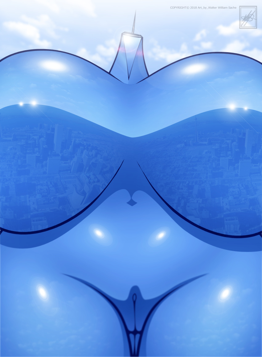 absurd_res big_breasts blush breasts building female freedom_tower hi_res humanoid inanimate_animate new_york_city not_furry nude pussy solo walter_sache