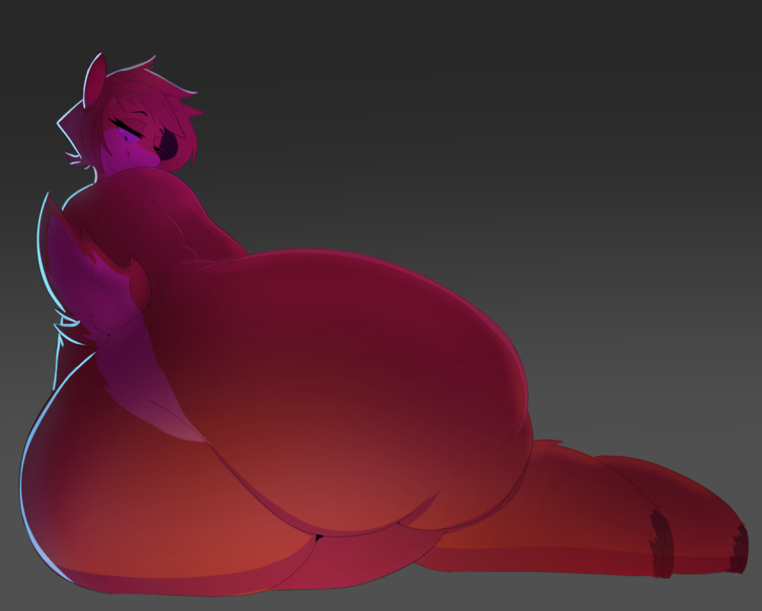 2018 anthro big_butt black_nose brown_fur butt butt_focus capdocks cervine digital_media_(artwork) elora female fur gradient_background hair half-closed_eyes hooves huge_butt looking_at_viewer mammal nude raised_eyebrow short_hair simple_background smile solo spyro_the_dragon thick_thighs video_games wide_hips