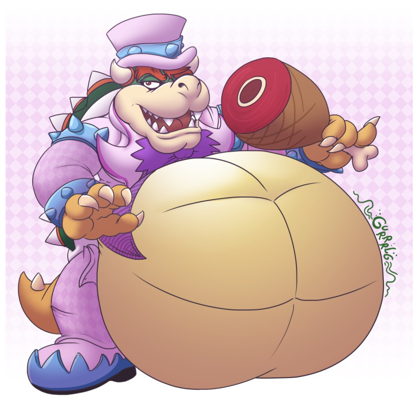 belly big_belly bowser eggo21 expansion hair inflation koopa male mario_bros meat nintendo red_hair scalie stomach_noises video_games