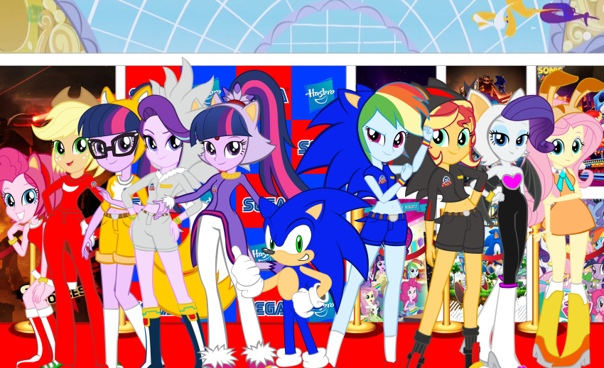 amy_rose applejack_(eg) blaze_the_cat boots clothing cosplay cream_the_rabbit dress earth_pony equestria_girls equine female fluttershy_(eg) footwear friendship_is_magic gloves green_eyes group high_heels horse invalid_tag knuckles_the_echidna male mammal miles_prower my_little_pony pinkie_pie_(eg) pony rainbow_dash_(eg) rarity_(eg) rouge_the_bat shadow_the_hedgehog shoes silver_the_hedgehog smile sole_male sonic_(series) sonic_the_hedgehog twilight_sparkle_(eg)